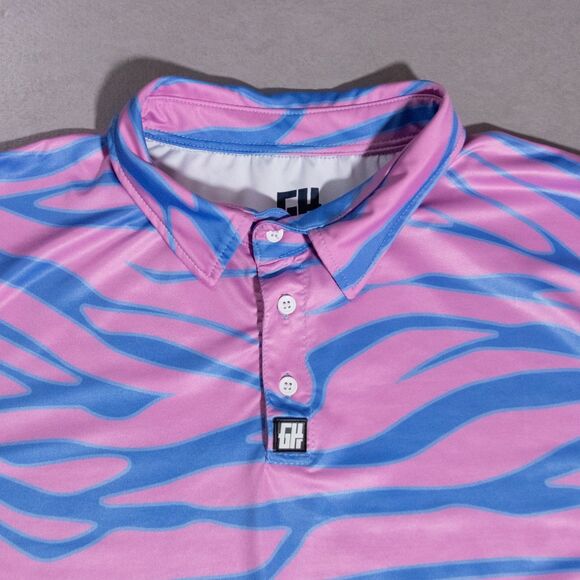 Greater Half Trippin' Zebra Performance Stretch Golf Polo Shirt Men's 2XL - Picture 2 of 4